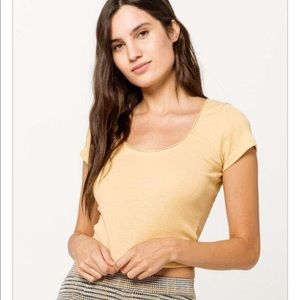 Yellow Picot Neck Tee